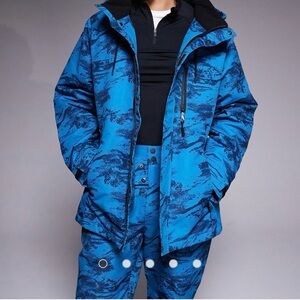 ASOS Vibrant Blue Patterned Ski Jacket